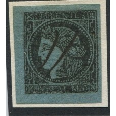 ARGENTINA 1856 GJ 1 CORRIENTES LA PRIMER ESTAMPILLA ARGENTINA TIPO 5 DE LA PLANCHA CON PLUMA DE ESQUINA U$ 45